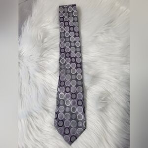 Michael Kors Gray and Purple Circle Pattern Tie